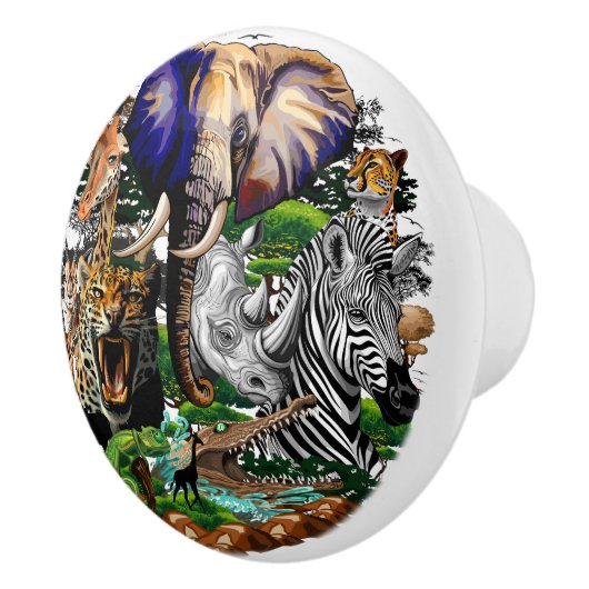 Wilde Afrikaanse savannedieren Keramische Knop (Rechts)