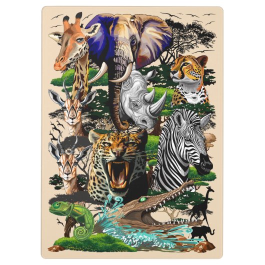 Wilde Afrikaanse savannedieren Klembord (Achterkant)