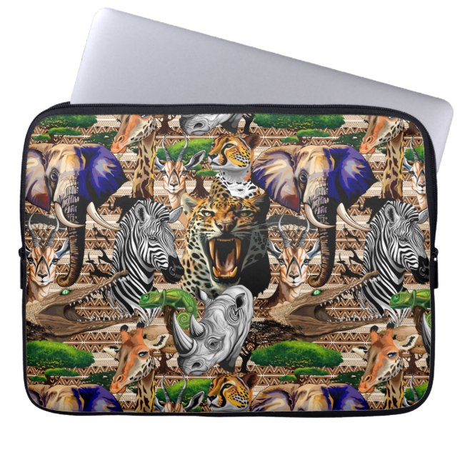 Wilde Afrikaanse savannedieren Laptop Sleeve (Voorkant)