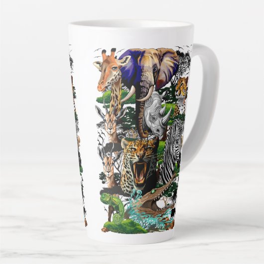 Wilde Afrikaanse savannedieren Latte Mok (Rechterhoek)