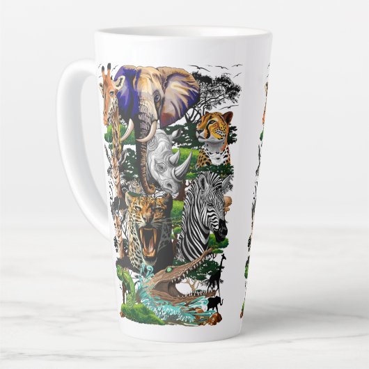 Wilde Afrikaanse savannedieren Latte Mok (Linkerhoek)