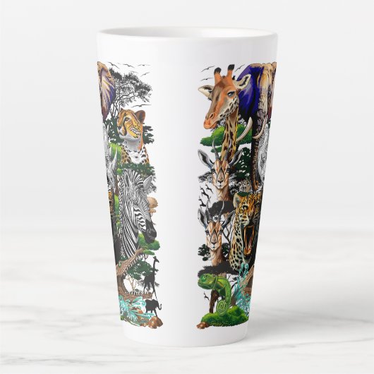 Wilde Afrikaanse savannedieren Latte Mok (Voorkant)