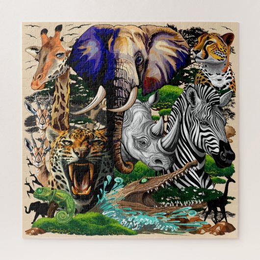 Wilde Afrikaanse savannedieren Legpuzzel (Verticaal)