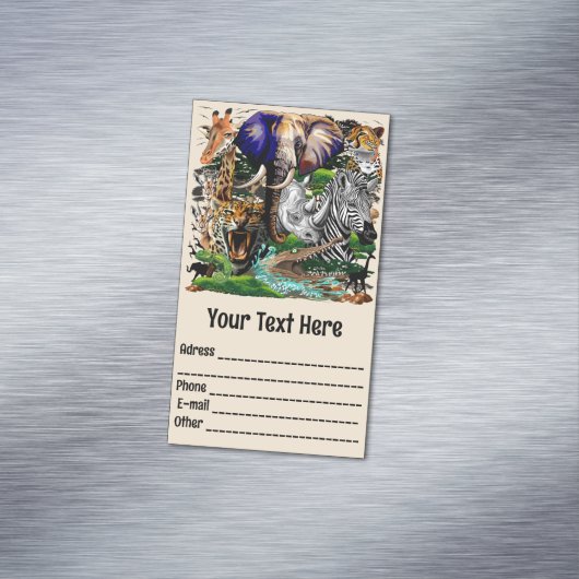 Wilde Afrikaanse savannedieren Magnetisch Visitekaartje (Voorbeeld)