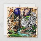 Wilde Afrikaanse savannedieren Magnetische Uitnodiging (Voorkant)