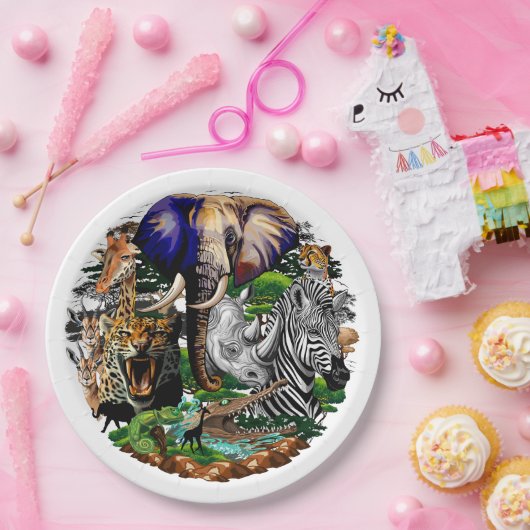 Wilde Afrikaanse savannedieren Papieren Bordje (Feest)