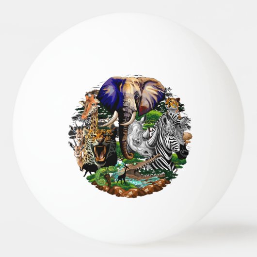 Wilde Afrikaanse savannedieren Pingpongbal (Voorkant)