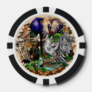Wilde Afrikaanse savannedieren Poker Chips