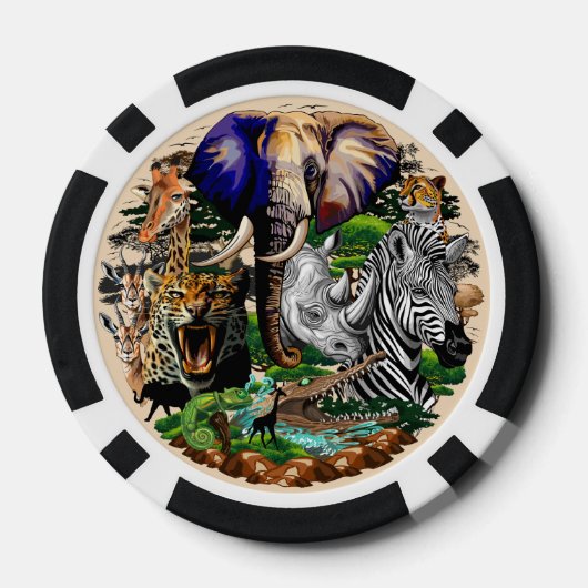 Wilde Afrikaanse savannedieren Poker Chips (Achterkant)