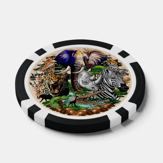 Wilde Afrikaanse savannedieren Poker Chips (Enkel)