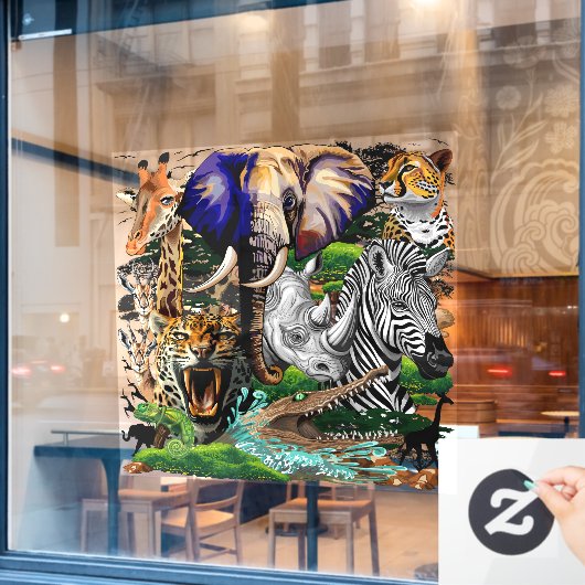 Wilde Afrikaanse savannedieren Raamsticker (Cafe Raam)