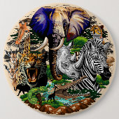Wilde Afrikaanse savannedieren Ronde Button 6,0 Cm (Voorkant)