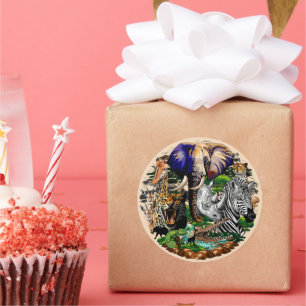 Wilde Afrikaanse savannedieren Ronde Sticker
