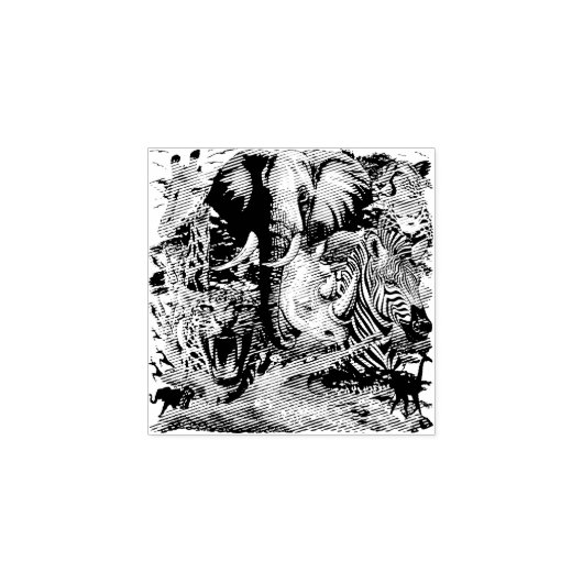 Wilde Afrikaanse savannedieren Rubberstempel (Afrduk)