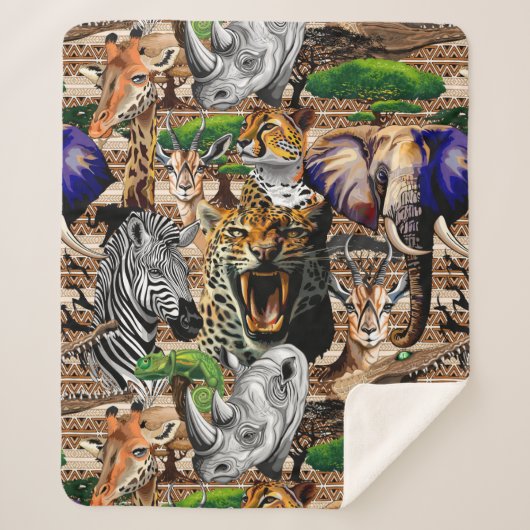 Wilde Afrikaanse savannedieren Sherpa Deken (Voorkant)