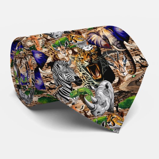 Wilde Afrikaanse savannedieren Stropdas (Opgerold)