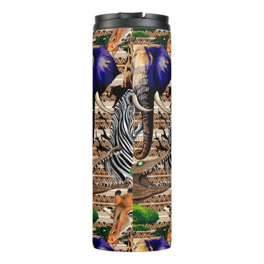 Wilde Afrikaanse savannedieren Thermosbeker (Achterkant)