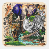 Wilde Afrikaanse savannedieren Vierkante Sticker (Voorkant)