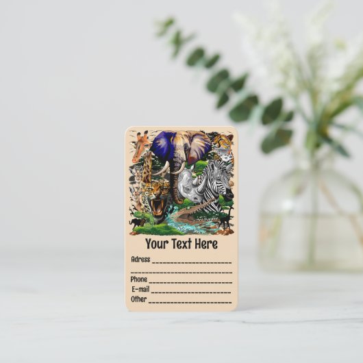 Wilde Afrikaanse savannedieren Visitekaartje (Staand voorkant)