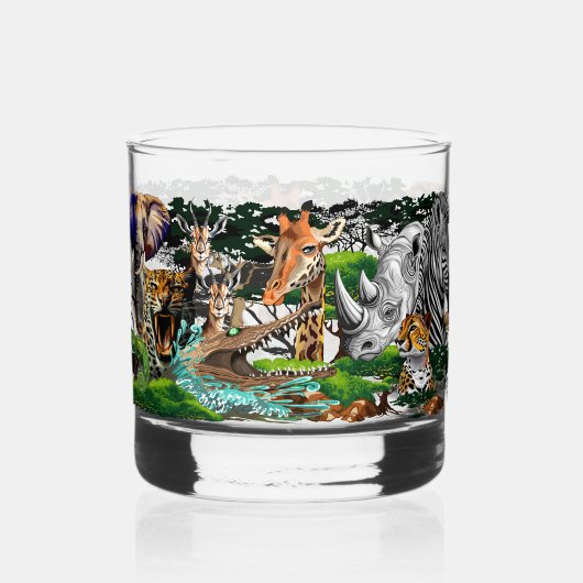 Wilde Afrikaanse savannedieren Whisky Glas (Voorkant)