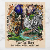 Wilde Afrikaanse savannedieren Wijn Etiket (Enkel label)