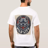 Wilde Aggressieve Hond Cirkel Embleem T-shirt (Achterkant)