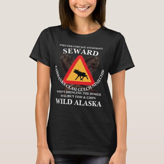 WILDE ALASKA CARIBOU WORST HEILBOT VIS & CHIPS T-SHIRT (Voorkant)