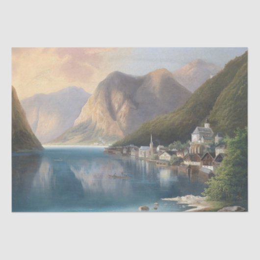 Wilde Alpen Mountain Town Lake Tissue Paper Tissuepapier (Voorkant)
