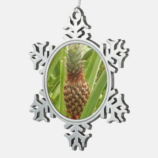 Wilde ananas tropische vruchten in Natuur Tin Sneeuwvlok Ornament (Rechts)