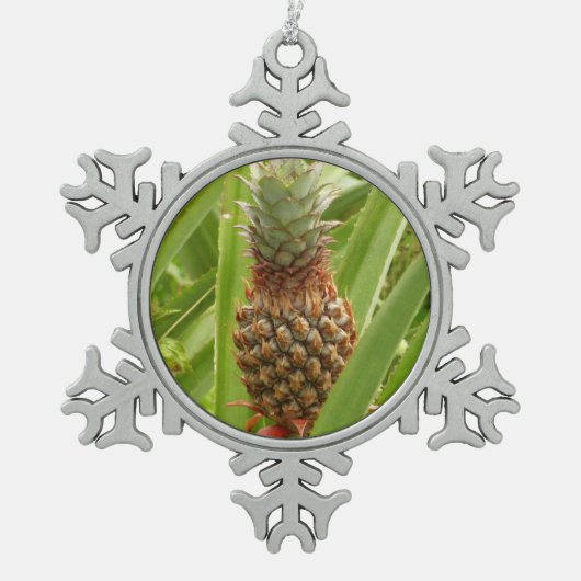 Wilde ananas tropische vruchten in Natuur Tin Sneeuwvlok Ornament (Voorkant)