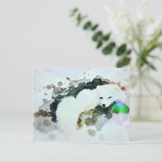 *~* Wilde AP18 Sneeuwwitpoolvos Briefkaart (Staand voorkant)