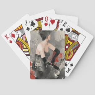 Wilde appel Vrouw in vintage aquarel Pokerkaarten