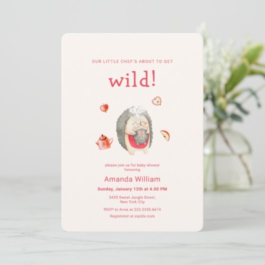 Wilde Appelbos Egel Moeder Chef Baby Shower Kaart (Staand voorkant)