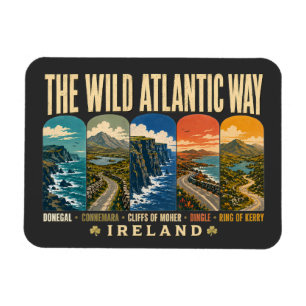 Wilde Atlantische Weg Ierland Landmarks Illustrati Magneet