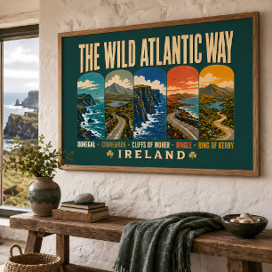 Wilde Atlantische Weg Ierland Oriëntatiepunten Ill Poster