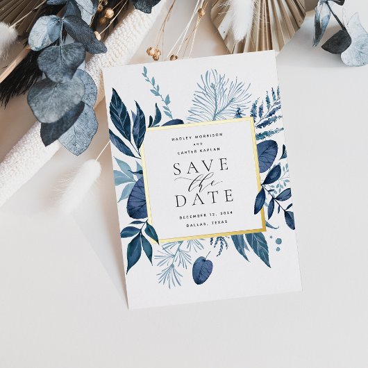 Wilde Azure Folie Save the Date Kaart