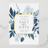 Wilde Azure Folie Save the Date Kaart (Voorkant)