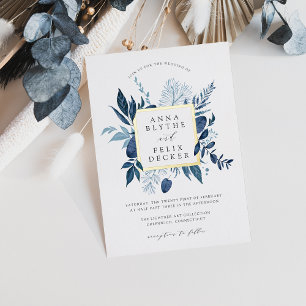 Wilde Azure Frame Trouwkaart Folie Uitnodiging