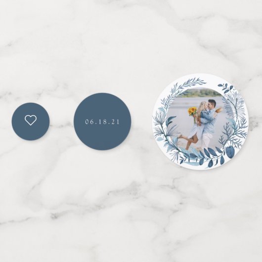 Wilde Azuurblauw Persoonlijke Trouwdag Confetti (Achterkanten)