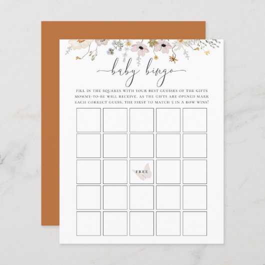 Wilde Baby Bingo Game (Voorkant / Achterkant)