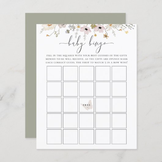 Wilde Baby Bingo Game (Voorkant / Achterkant)