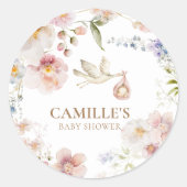 Wilde Baby Bloom Shower Ronde Sticker (Voorkant)