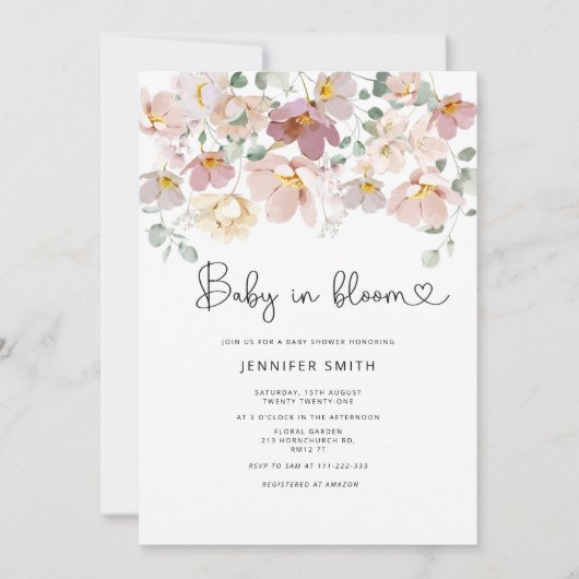 Wilde baby in bloei-baby shower-uitnodiging kaart (Voorkant)