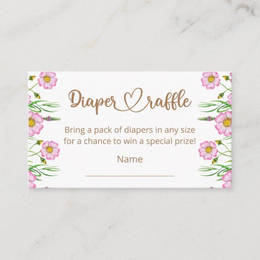 Wilde baby in bloem baby shower Diaper Raffle Informatiekaartje (Voorkant)