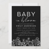 Wilde Baby in Bloom Baby shower Black White Kaart (Voorkant)