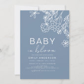 Wilde Baby in Bloom Baby shower Dusty Blue Kaart (Voorkant)