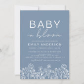 Wilde Baby in Bloom Baby shower Dusty Blue Kaart (Voorkant)
