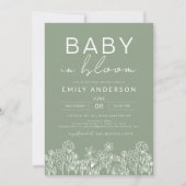 Wilde Baby in Bloom Baby shower Sage Green Kaart (Voorkant)