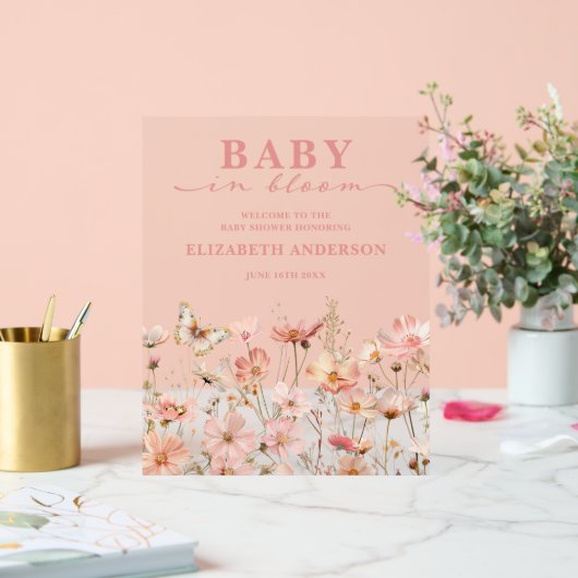 Wilde Baby in Bloom Baby shower Welkomstteken Acryl Bord (Huwelijk)