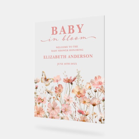 Wilde Baby in Bloom Baby shower Welkomstteken Acryl Bord